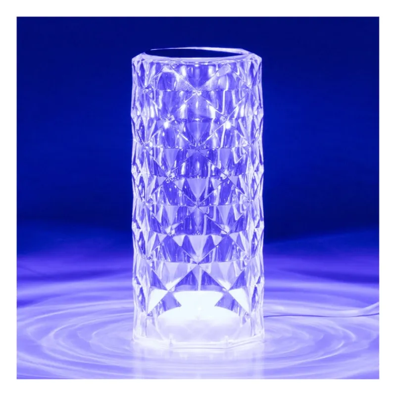 Xenos Kerstcadeaus|Tafellampen-Tafellamp diamant - multikleur - 7x7x15.8 cm