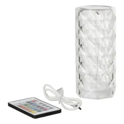 Xenos Kerstcadeaus|Tafellampen-Tafellamp diamant - multikleur - 7x7x15.8 cm