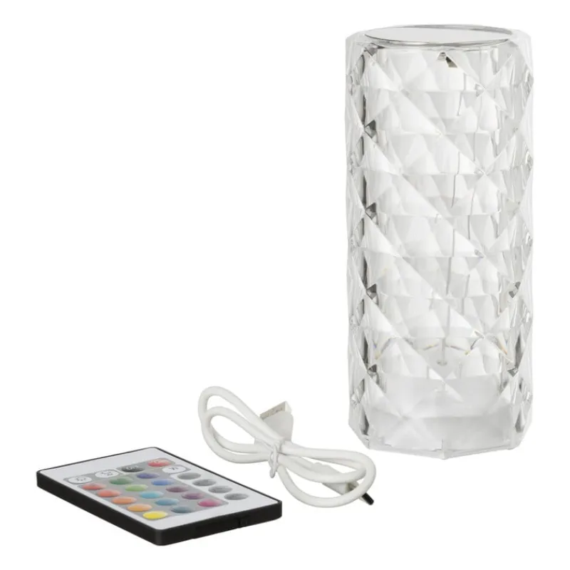 Xenos Kerstcadeaus|Tafellampen-Tafellamp diamant - multikleur - 7x7x15.8 cm