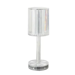 Xenos Kerstcadeaus|Tafellampen-Tafellamp kristal - multikleur - 8.5x8.5x24.5 cm
