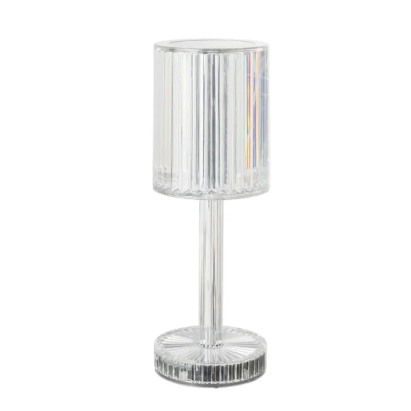 Xenos Kerstcadeaus|Tafellampen-Tafellamp kristal - multikleur - 8.5x8.5x24.5 cm