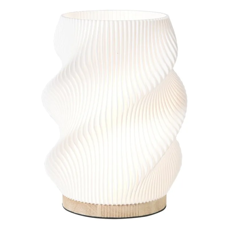 Xenos Tafellampen-Tafellamp swirl Marian - wit/bruin - ø16x20.5 cm
