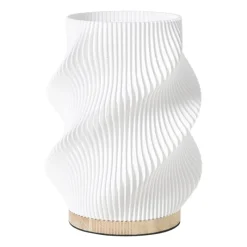 Xenos Tafellampen-Tafellamp swirl Marian - wit/bruin - ø16x20.5 cm