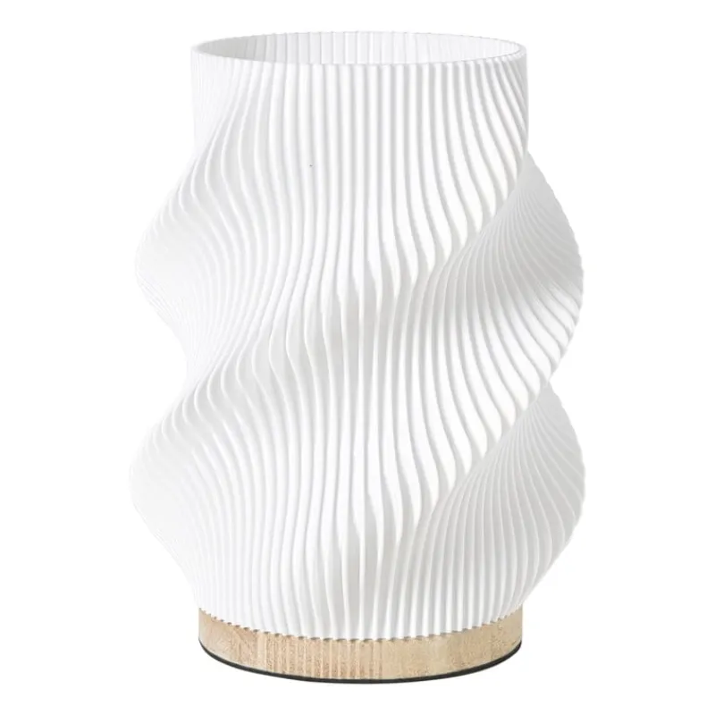 Xenos Tafellampen-Tafellamp swirl Marian - wit/bruin - ø16x20.5 cm