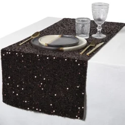 Xenos Kersttafelkleden-Tafelloper pailletten - koperkleur - 40x150 cm