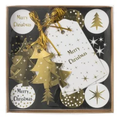 Xenos Kerst Knutselen-Tag en stickerset kerst - zwart/goudkleurig