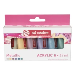 Xenos Verf-Talens acrylverf - metallic - set van 6