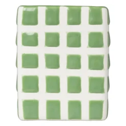 Xenos Tandenborstelbekers|Badkamer Accessoires-Tandenborstel beker blokjes - groen/wit - 8.8x7x7 cm