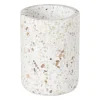 Xenos Tandenborstelbekers-Tandenborstel beker Terrazzo - wit - ø7.3x10 cm