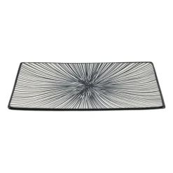 Xenos Sushi Servies|Tapasservies-Tapas bord Sevilla - zwarte lijnen - 21.5x12 cm