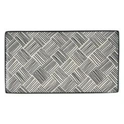 Xenos Sushi Servies|Tapasservies-Tapas bord Sevilla - zwarte streepjes - 28x15.5 cm