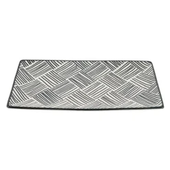 Xenos Borden|Sushi Servies-Tapas bord Sevilla - zwarte streepjes - 21.5x12 cm