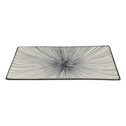 Xenos Sushi Servies|Tapasservies-Tapas bord Sevilla - zwarte lijnen - 28x15.5 cm