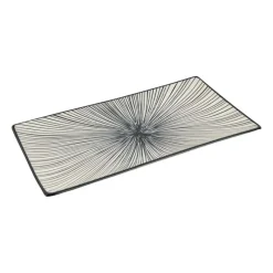 Xenos Sushi Servies|Tapasservies-Tapas bord Sevilla - zwarte lijnen - 28x15.5 cm