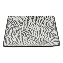 Xenos Sushi Servies|Tapasservies-Tapas bord Sevilla - zwarte streepjes - 15x15 cm