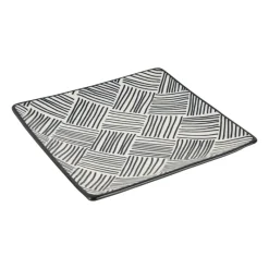 Xenos Sushi Servies|Tapasservies-Tapas bord Sevilla - zwarte streepjes - 15x15 cm