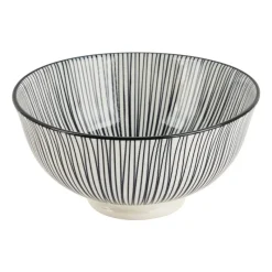 Xenos Sushi Servies|Tapasservies-Tapas rijstschaaltje Sevilla - zwarte lijnen - ø11.5x5.8 cm