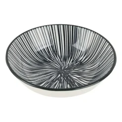 Xenos Sushi Servies|Tapasservies-Tapas sausschaaltje Sevilla - zwarte lijnen - ø9x2.5 cm