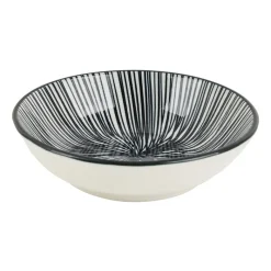 Xenos Sushi Servies|Tapasservies-Tapas sausschaaltje Sevilla - zwarte lijnen - ø9x2.5 cm