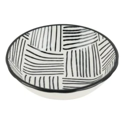 Xenos Sushi Servies|Tapasservies-Tapas sausschaaltje Sevilla - zwarte streepjes - ø9x2.5 cm