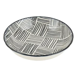 Xenos Sushi Servies|Tapasservies-Tapas schaaltje Sevilla - zwarte streepjes - ø14x3.5 cm
