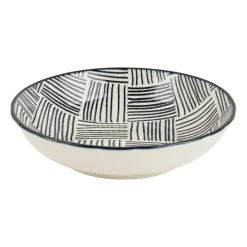 Xenos Sushi Servies|Tapasservies-Tapas schaaltje Sevilla - zwarte streepjes - ø14x3.5 cm
