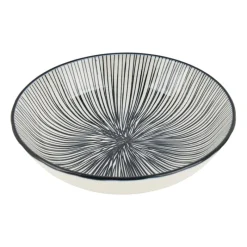 Xenos Sushi Servies|Tapasservies-Tapas schaaltje Sevilla - zwarte lijnen - ø14x3.5 cm