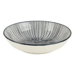 Xenos Sushi Servies|Tapasservies-Tapas schaaltje Sevilla - zwarte lijnen - ø14x3.5 cm