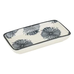 Xenos Sushi Servies|Tapasservies-Tapas schaaltje Sevilla rechthoekig - bloemen - 12.5x6x5 cm
