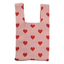 Xenos Kerstcadeaus-Tas hartjes - roze/rood - 20x34cm