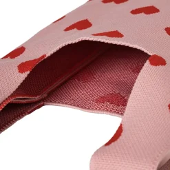Xenos Kerstcadeaus-Tas hartjes - roze/rood - 20x34cm