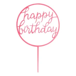 Tasty Me Cake Toppers-cake topper - Happy Birthday rond - roze