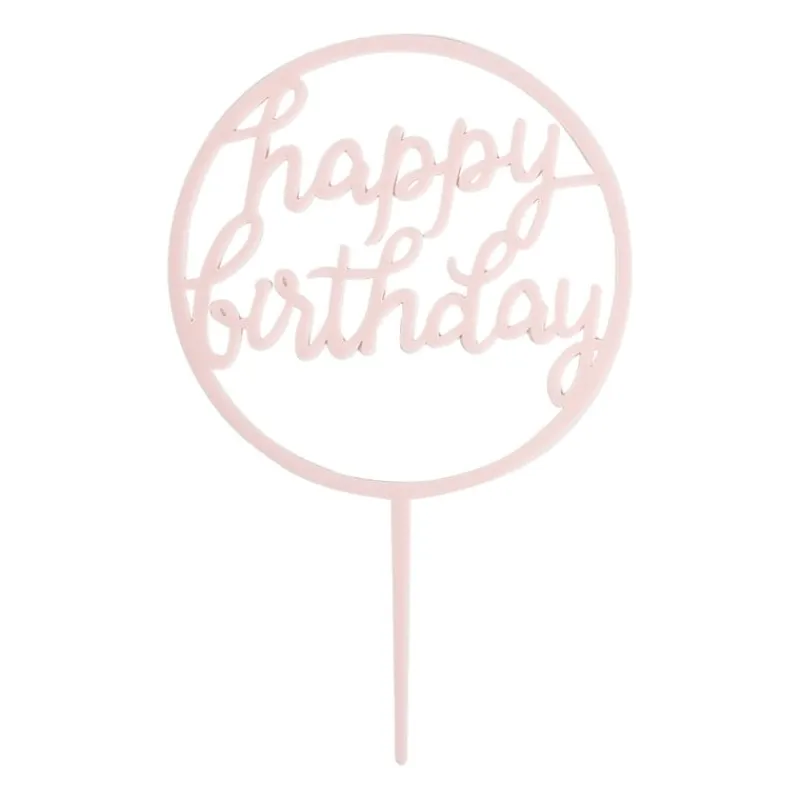 Tasty Me Cake Toppers-cake topper - happy birthday rond - lichtroze