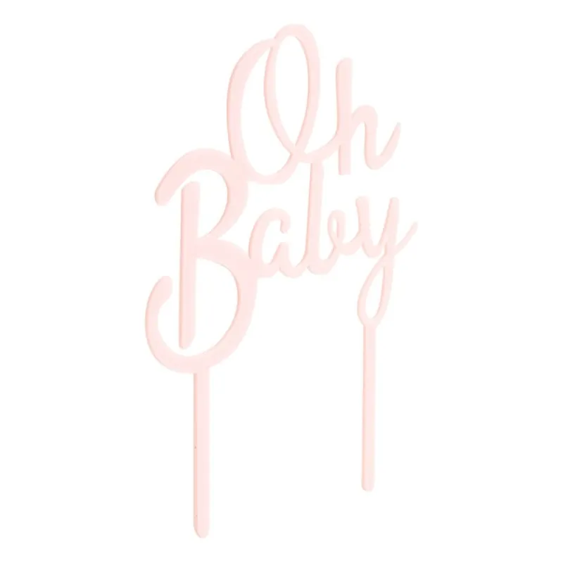 Tasty Me Cake Toppers|Babyshower-cake topper - Oh Baby - roze