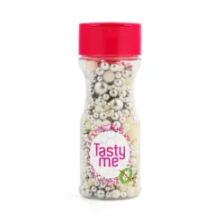 Tasty Me Taartdecoratie|Kerst Bakken-medley shiny happy people - wit/zilver - 80 gram