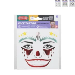 Xenos Verkleedaccessoires-Tattoo gezicht - diverse varianten - 14x18x0.1 cm