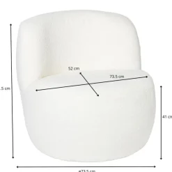 Xenos Fauteuils-Teddy fauteuil - wit - ø73.5x71.5 cm