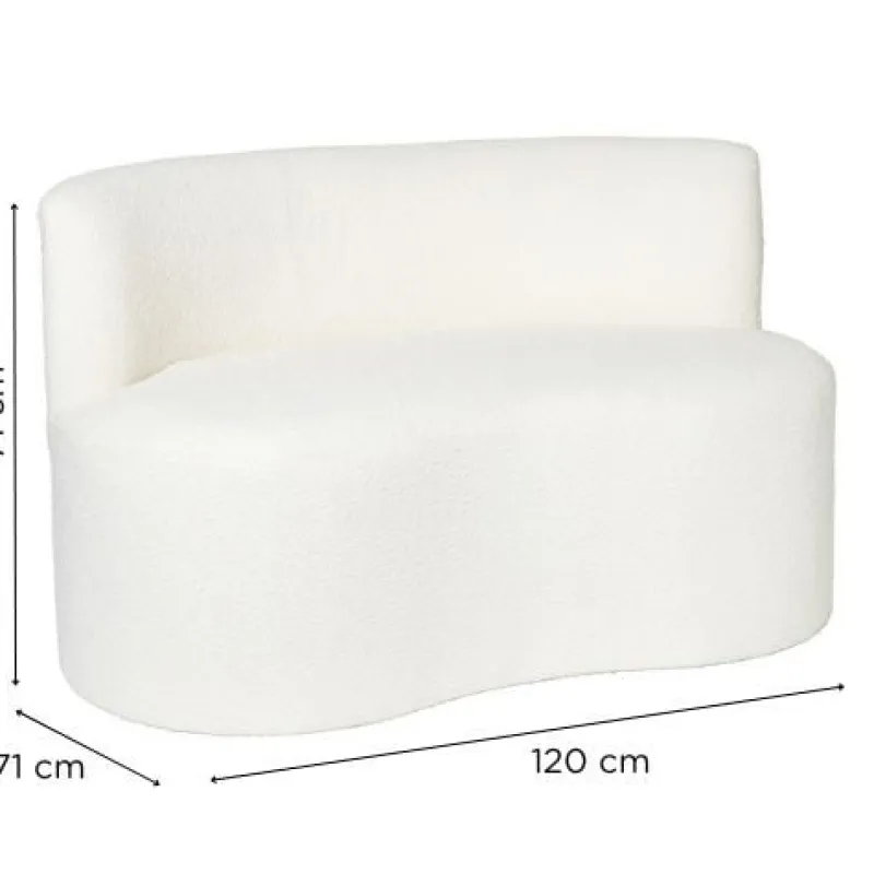 Xenos Bankjes-Teddy loveseat fauteuil - wit - 71x120x71 cm