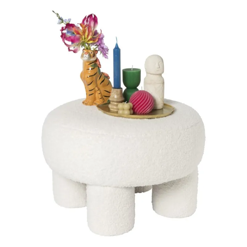Xenos Poefjes-Teddy poef dodo - wit - ø52x31 cm