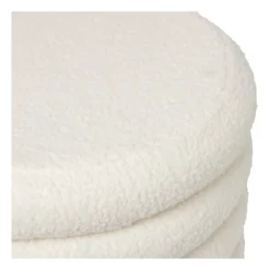 Xenos Poefjes-Teddy poef gelaagd xl - wit - ø55x32 cm
