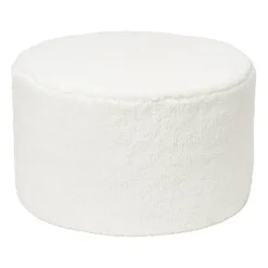 Xenos Poefjes-Teddy poef rond - wit - ø55x32 cm