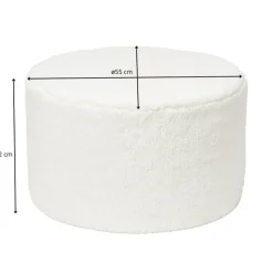 Xenos Poefjes-Teddy poef rond - wit - ø55x32 cm