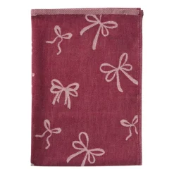 Xenos Thee- En Keukendoeken-Theedoek strikjes - bordeauxrood/roze - 50x70 cm