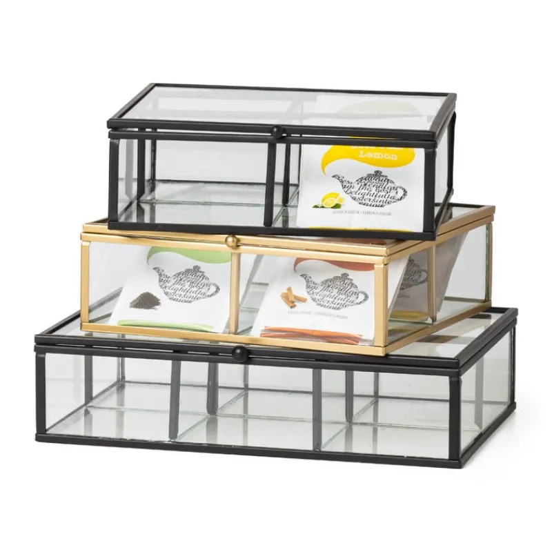 Xenos Sieraden Opbergen|Theedozen-Theedoos - 6 vakken - zwart