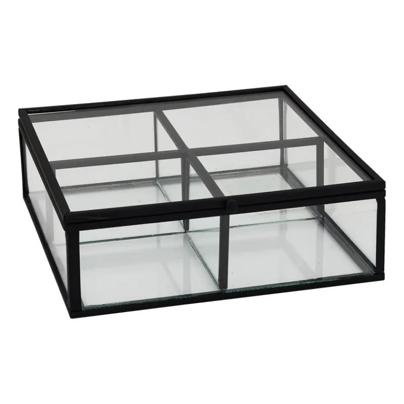 Xenos Sieraden Opbergen|Theedozen-Theedoos - 15x15x5.5 - zwart