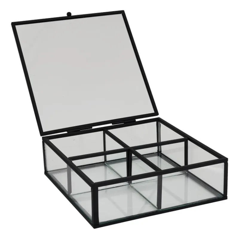 Xenos Sieraden Opbergen|Theedozen-Theedoos - 15x15x5.5 - zwart