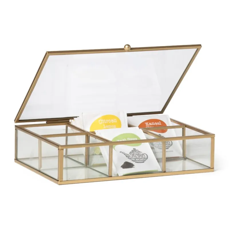 Xenos Sieraden Opbergen|Theedozen-Theedoos - 20x15x5 cm - goud