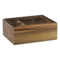 Xenos Theedozen|Kerstcadeaus-Theedoos acacia - bruin - 6 vakken