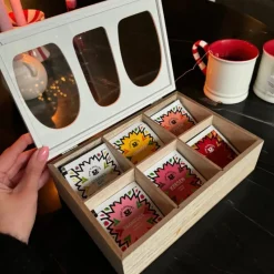 Xenos Theedozen-Theedoos organisch - 6 vakken - 26x16x7 cm