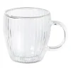 Xenos Theeglazen|Theeglazen-Theeglas dubbelwandig ribbel - ø7.5x8 cm - glas